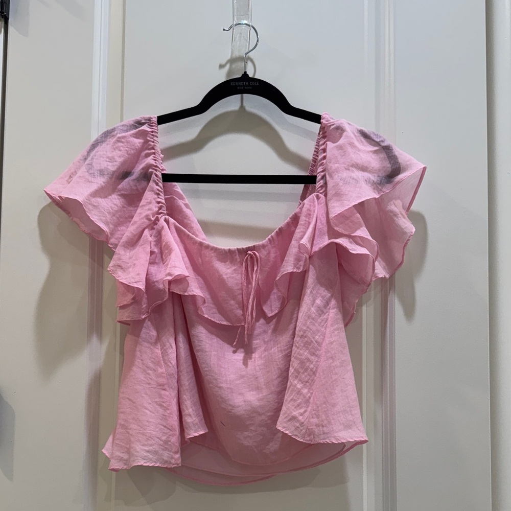 Amanda Uprichard Pink Ruffled Blouse